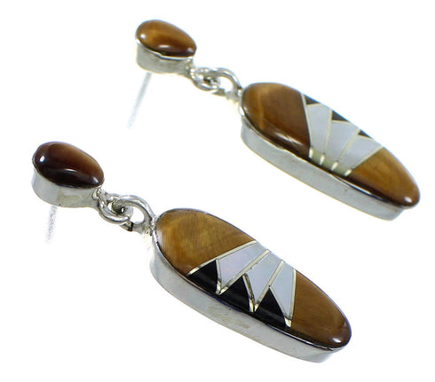 Sterling Silver Multicolor Southwestern Post Dangle Earrings YX53226